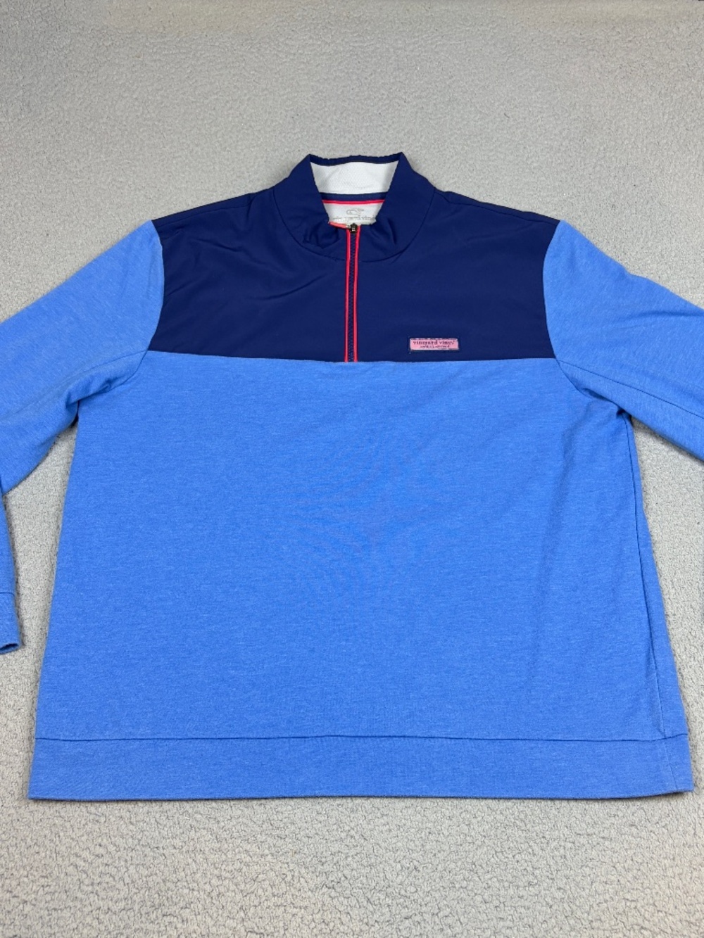 Vinyard Vines 1/4 Zip Pullover Mens XL Blue Colorblock Performance Casual